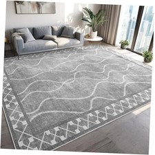 Area Rugs 6x9 Washable Rug, Non-Slip Rugs for Living Room, Low Pile Bordered