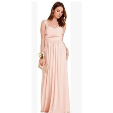 Birdy Grey Elyse Pale Blush Bridesmaid Gown M Chiffon, Mesh, Floor Length