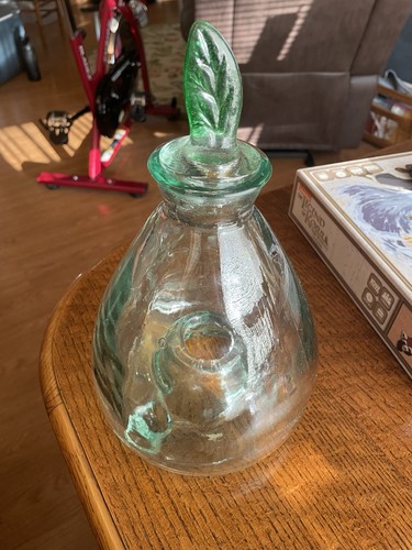 Vintage Green Glass Bug Trap With Leaf Stopper Indoor Outdoor - Made In Spain
