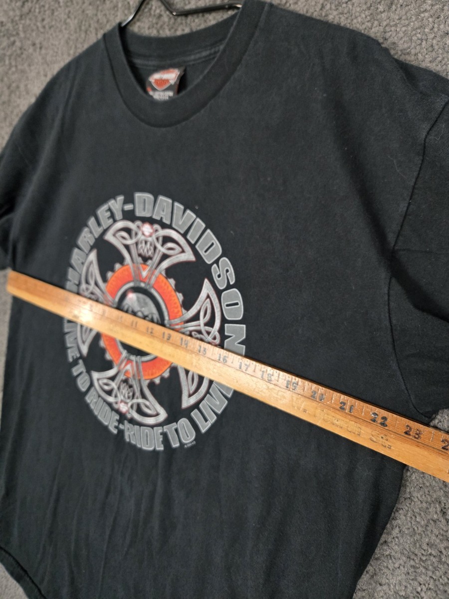 Vintage Harley Davidson Shirt Men's XL Short Sleeve 2000s Engine Flame Y2K Eagle View 5