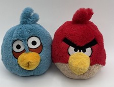 Angry Birds 5" Plush Commonwealth Lot Of Two NO SOUND Blue Jay Red Bomb 2010