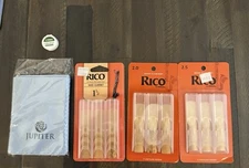Rico Bass Clarinet Reeds. Three 3 Packs Strengths  1.5, 2.0 and 2.5. Extras