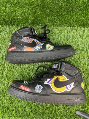 Nike Air Force 1 Mid Supreme NBA Black AQ8017-001 Men s 8 WITH BOX Lakers Bulls