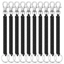 Mozeat Lens 10PCS Retractable Coil Spring Keychain Spiral Cord Coil Keychain ...