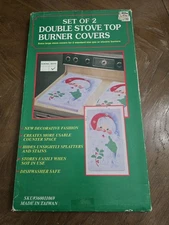 Set Of 2 Double Stove Top Burner Covers Santa For Gas Or Electric  New Open Box