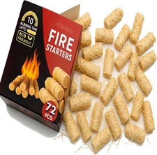 Fire Starter -Easy to Ignite, 72 pcs Odorless Natural Fire Starters for Wood Sto