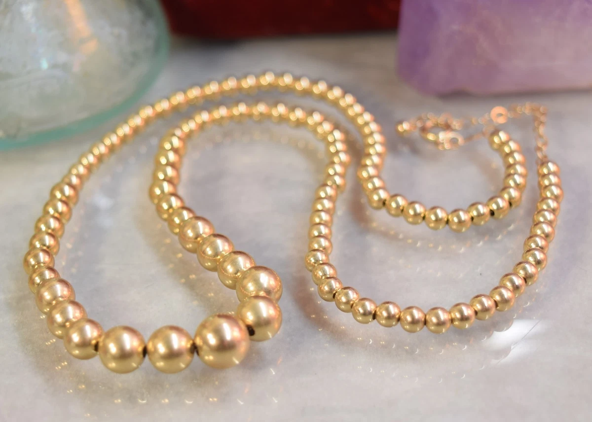 1940s 5 strand necklace gold tone beads