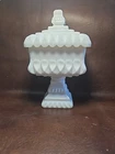 Westmoreland Milk Glass Wedding Box Vintage Square Lidded Pedestal Dish with Lid