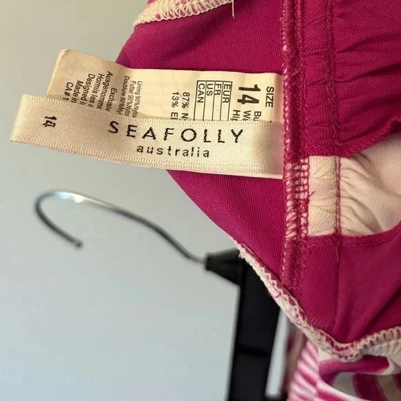 Top de bikini bandeau a rayas rosa y blanco Seafolly Australia, talla 14 para mujer Foto 3 de 3