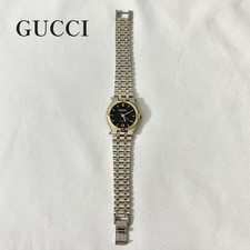 GUCCI Black Gold Wristwatch Ladies From Japan