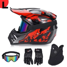 DOT Motocross Helmet Off Road Pitbike Dirtbike Helmet w/ Goggles/Gloves/ Mask L