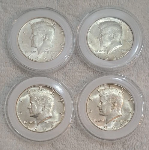 1964 Kennedy Half Dollar 50C Silver Uncirculated  Lot of 4 Coins