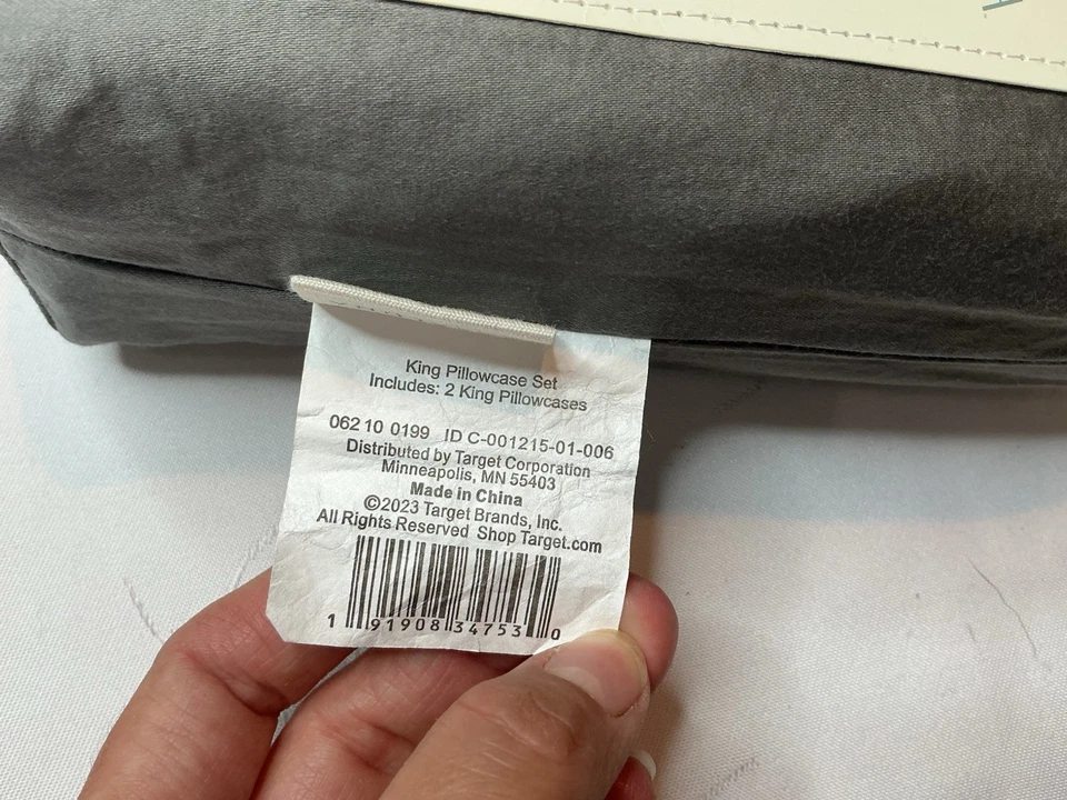 Casaluna King Size Washed Supima Percale Solid Pillowcase Set - Dark Grey - Image 4 of 4