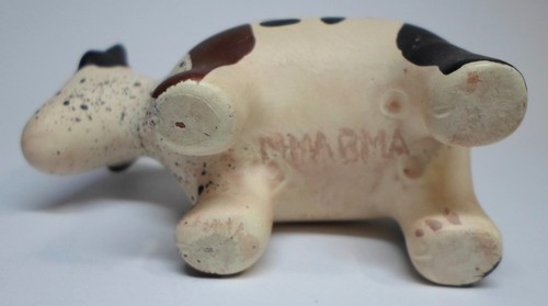Vintage SOUTHWEST STYLE BULL / COW ORNAMENT Marked MMA BMA Hand Painted Pottery - Picture 7 of 7
