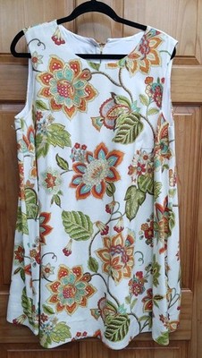 Handmade Viki Sews Pattern Swing Lined Tunic Dress Button Orange Teal Size 18/20