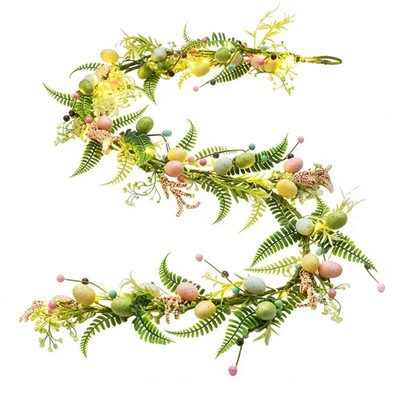 [Timer] 6 FT Lighted Easter Garland, Easter Decorations for Home, Easter Egg Gar