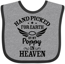 Inktastic Handpicked For Earth By My Poppy In Heaven With Angel Wings Baby Bib