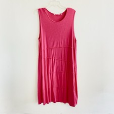 Soft Surroundings Pink Dress  1X Asymmetrical  Sleeveless Stretch Below Knee
