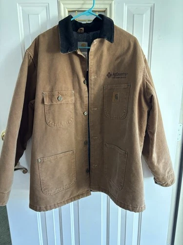 Vintage Carhartt C02 BRN Insulated Corduroy Collar Jacket  Snap Brown L - product listing photo