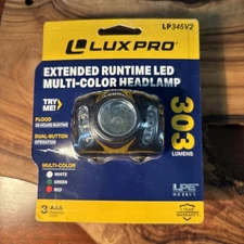 New LUXPRO LP345V2 Headlamp 303 Lumens with Multi-Color Flood Lights