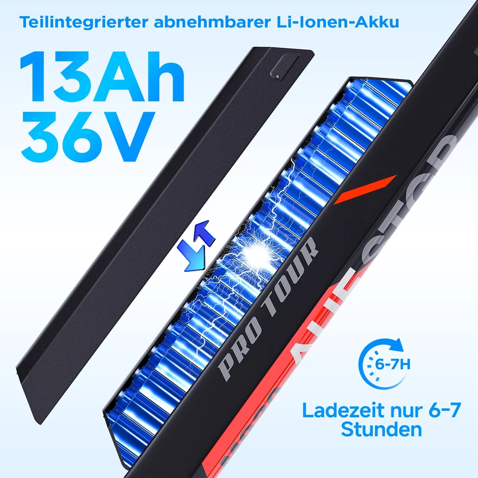 Rot Elektrofahrrad E-Citybike 250W 13Ah/36V 60KM 3 Fahrmodi E-Mountainbike - Bild 4 von 4