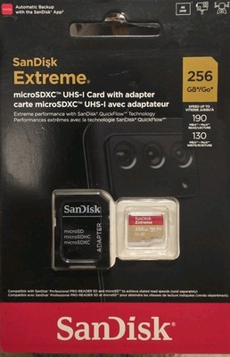 Sandisk Extreme Micro SD SDXC Speicherkarte 256GB Kapazität V30 UHS-I U3 A2 190mbs