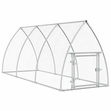 Chicken Cage Hen House Poultry Coop Enclosure Silver Galvanised Steel vidaXL
