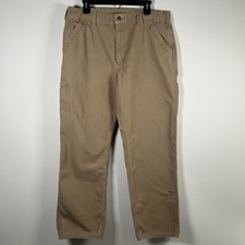 Carhartt Pants Men  s 38x32 Tan B151 Dungaree Fit Work DKH Utility Carpenter