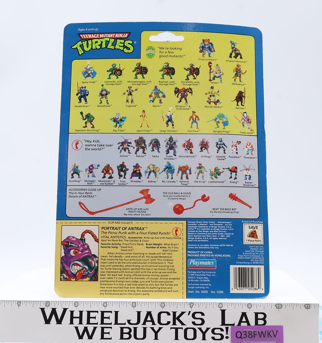 Antrax Teenage Mutant Ninja Turtle TMNT 1992 Playmates Action