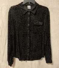 Cozy Co By Cozy Casual Top Womens Size Large Black Semi Sheer Velvety