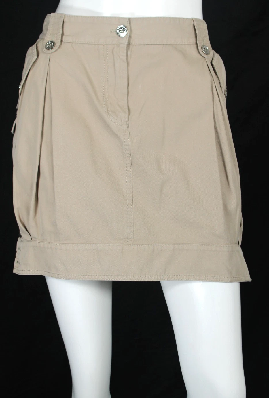 DOLCE & GABBANA Khaki Tan Cotton Twill Mini Cargo Skirt 46