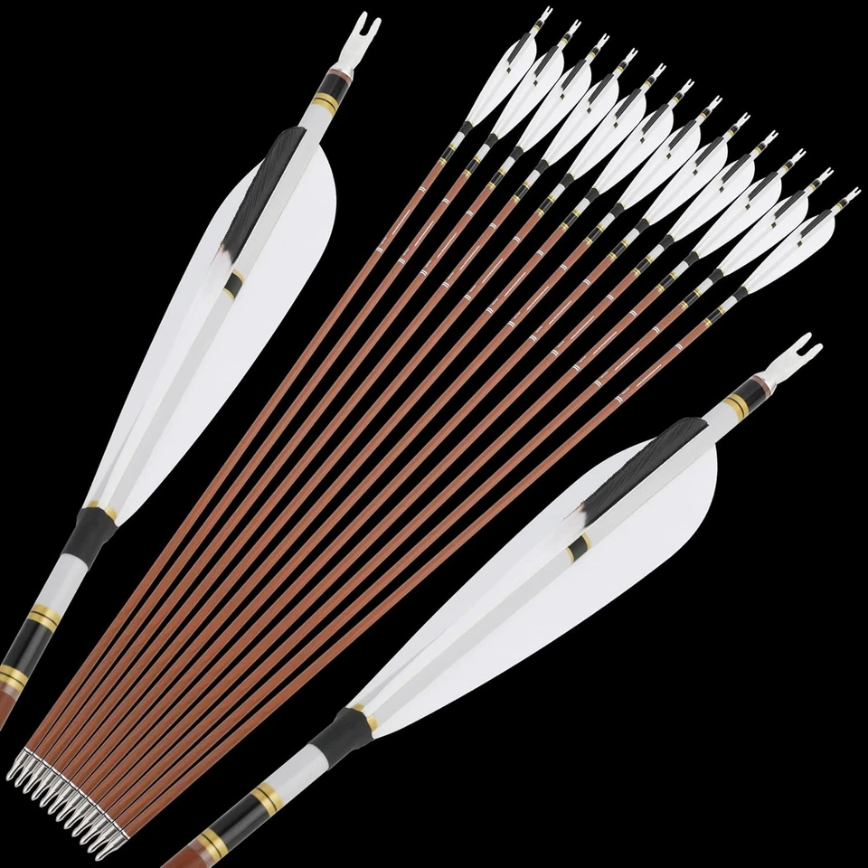 31" Pure Carbon Arrows 5" Feather SP340 400 500 600 Shaft Bow Hunting Target - Image 3 of 4