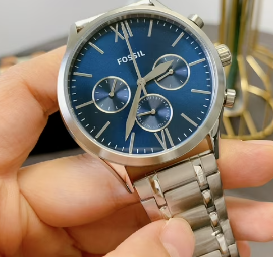 FOSSIL Fenmore Mens Multifunction Watch, Blue Dial, Silver  display picture 2