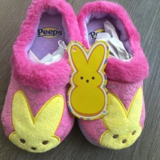 PEEPS Brand Plush Pink Slippers Size 9/10 NWT Easter  Kids Size