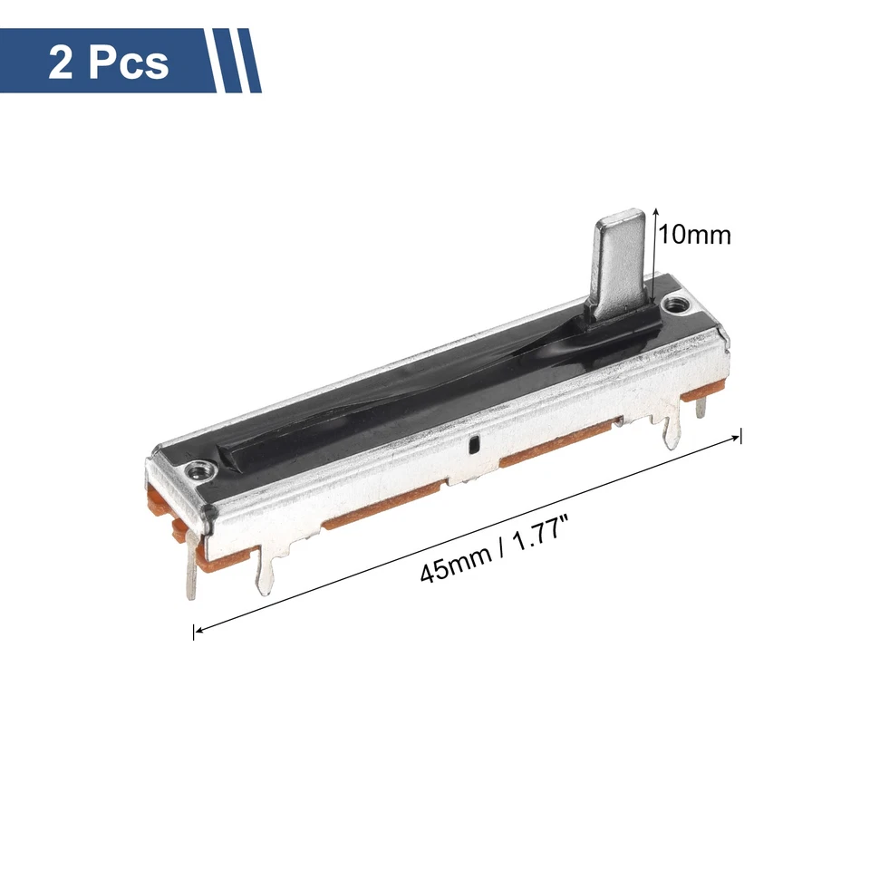 2x Lineare Schieberegler B10K 45mm 30mm Hub 10mm Griff 7-Pin für Mixer/Dimming - Bild 2 von 4