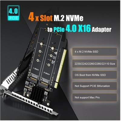 Quad M.2 NVMe PCIe 4.0 X16 Adapter - Easy Installation