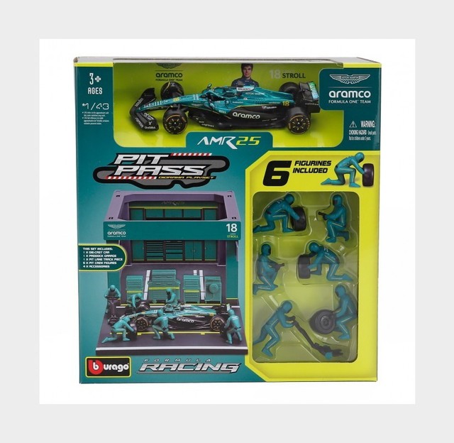 1:43 BURAGO Aston Martin F1 Amr25 Diorama Garage #18 2025 Stroll BU38460-18 Mode