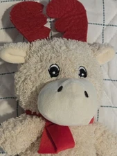 Greenbrier International White Christmas Moose Red Antlers Plush Stuffed Animal