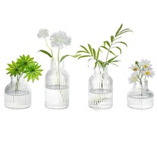 Glass Bud Vases for Centerpieces: Modern Small Flower Vase Set of 4 for Home ...