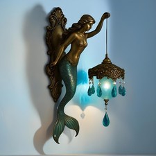 Wandleuchte 8 Zoll batteriebetriebene bronzefarbene Meerjungfrau-Wandlaterne zum