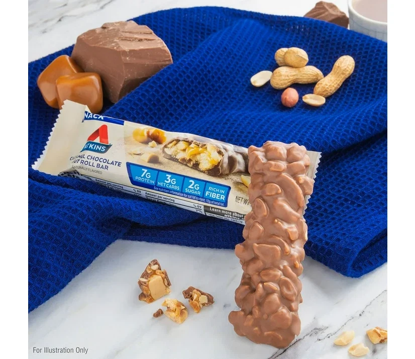 Barra de bocadillos Atkins caramelo chocolate nuez rollo 18ct bajo en carbohidratos ceto Foto 2 de 3