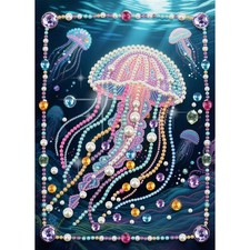 Pearl Diamond Painting Kits for Adults Glowing Jellyfish, 5D Special Shape Di...
