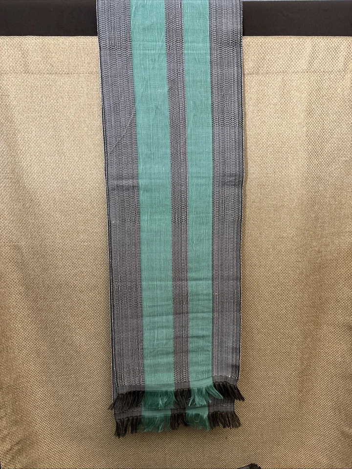Set Of 12 Placemats & Matching Table runner Black Turquoise Striped Casual - Image 2 of 4