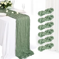 6 Pack Cheesecloth Table Runner 10Ft Boho Gauze 6 Pack 35" x 120" Sage Green