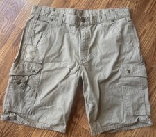 CARHARTT B357 Khaki Ripstop Canvas Cargo Relaxed Carpenter Shorts Tag 40 Fit 38