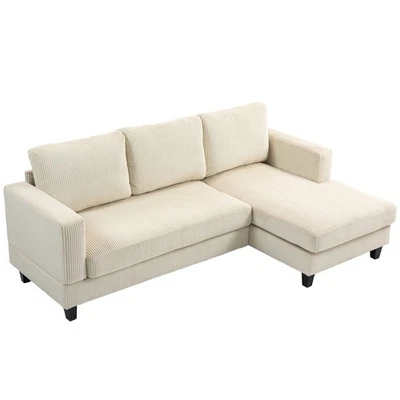 HOMCOM Canapé d'angle 214x134x87cm Beige - Photo 1/4