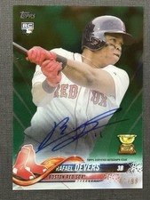 2018 Topps Clearly Authentic Rafael Devers RC Rookie Auto #/99 Green Red Sox