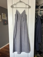 Vestido midi Armani Jeans con cuentas tirantes de espagueti cuello en V lino cambray talla 6