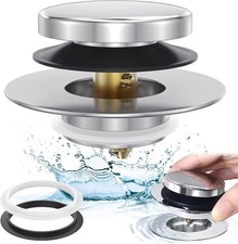 Chrome Plated Universal Tip Toe Tub Stopper and Water Stopper, Pop Up Bathtub