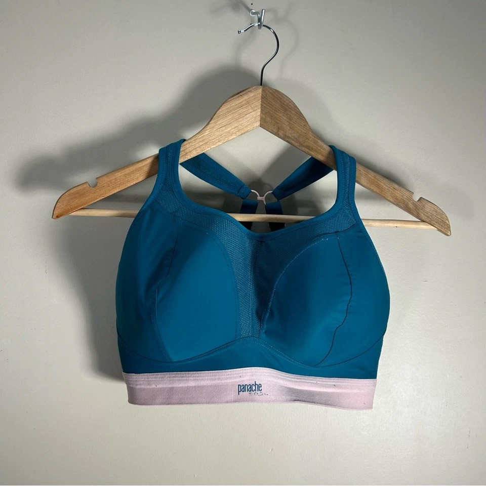 Sujetador deportivo Panache Boundless espalda deportiva sin aros rosa azulado talla 34E Foto 2 de 4